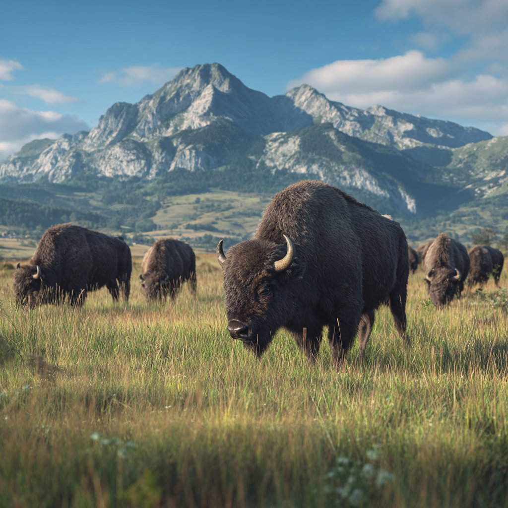 Plusieurs bison dans les plaines